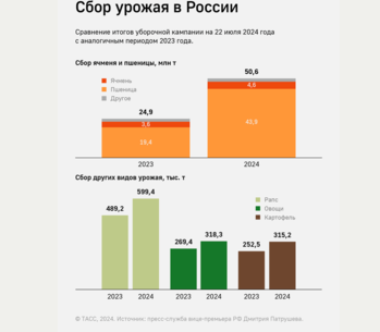 Аграрии собрали 50 млн тонн урожая зерновых.