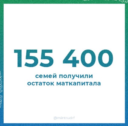 Более 155 400 семей уже получили остаток маткапитала.