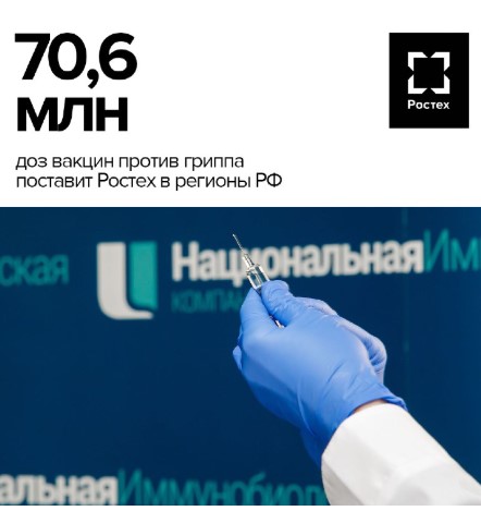 Более 70 млн доз вакцин против гриппа поставит Ростех для прививочной кампании.